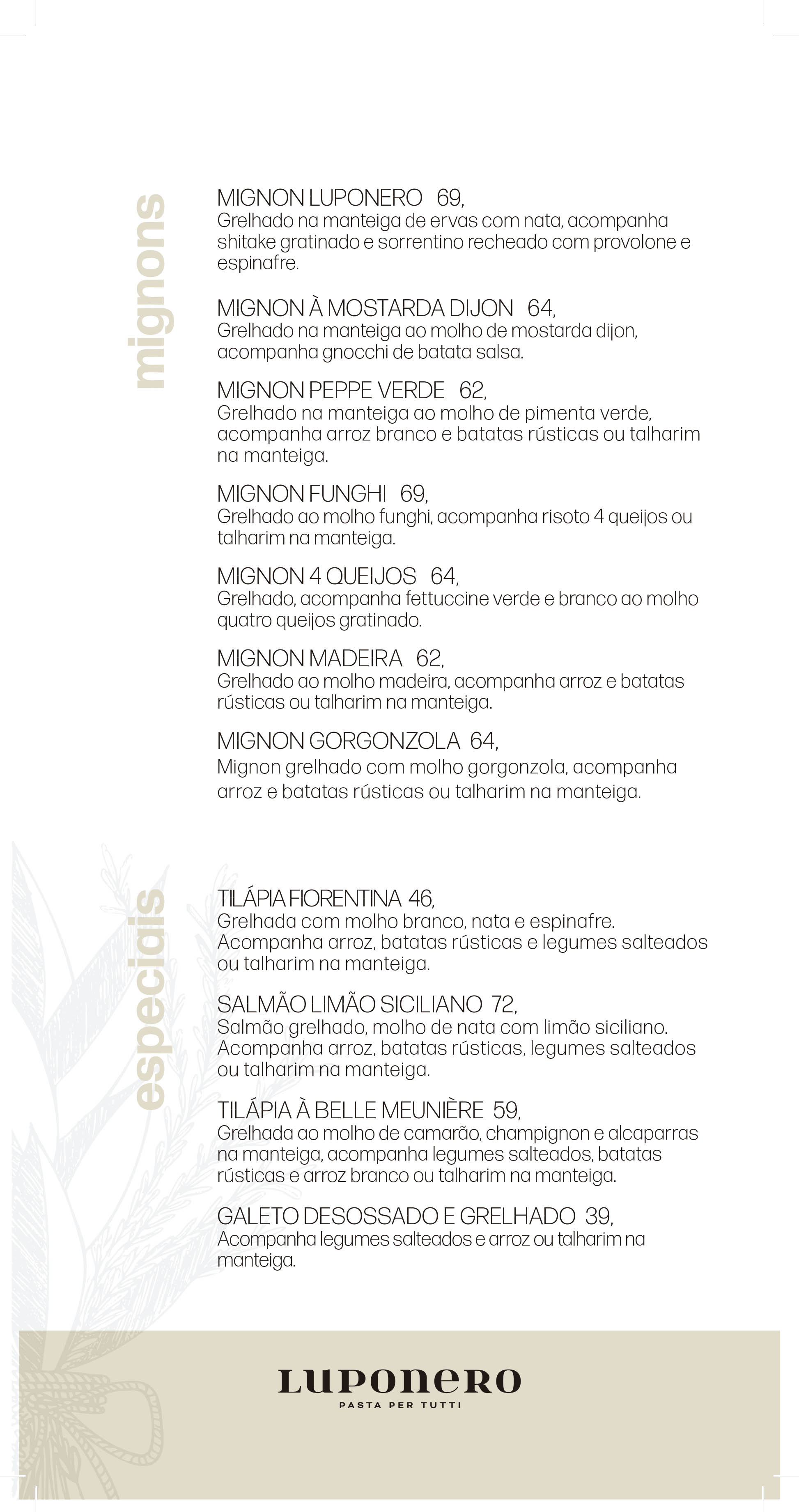 Luperca Menu Luponero - Cardápio